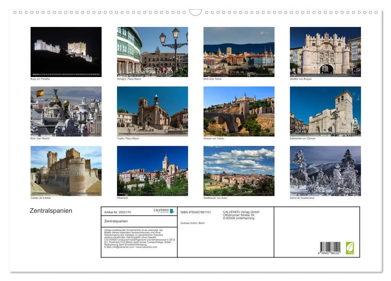 Bild: 9783457881101 | Zentralspanien (Wandkalender 2026 DIN A2 quer), CALVENDO...