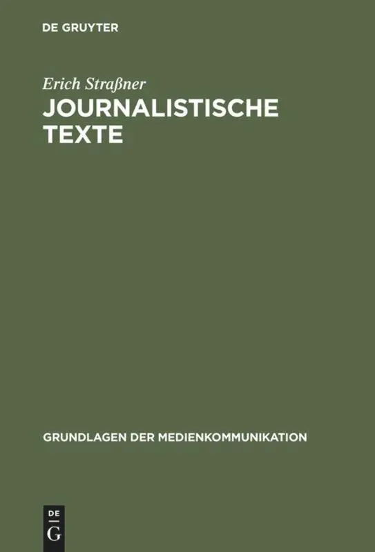 Cover: 9783484371101 | Journalistische Texte | Erich Straßner | Buch | 105 S. | Deutsch