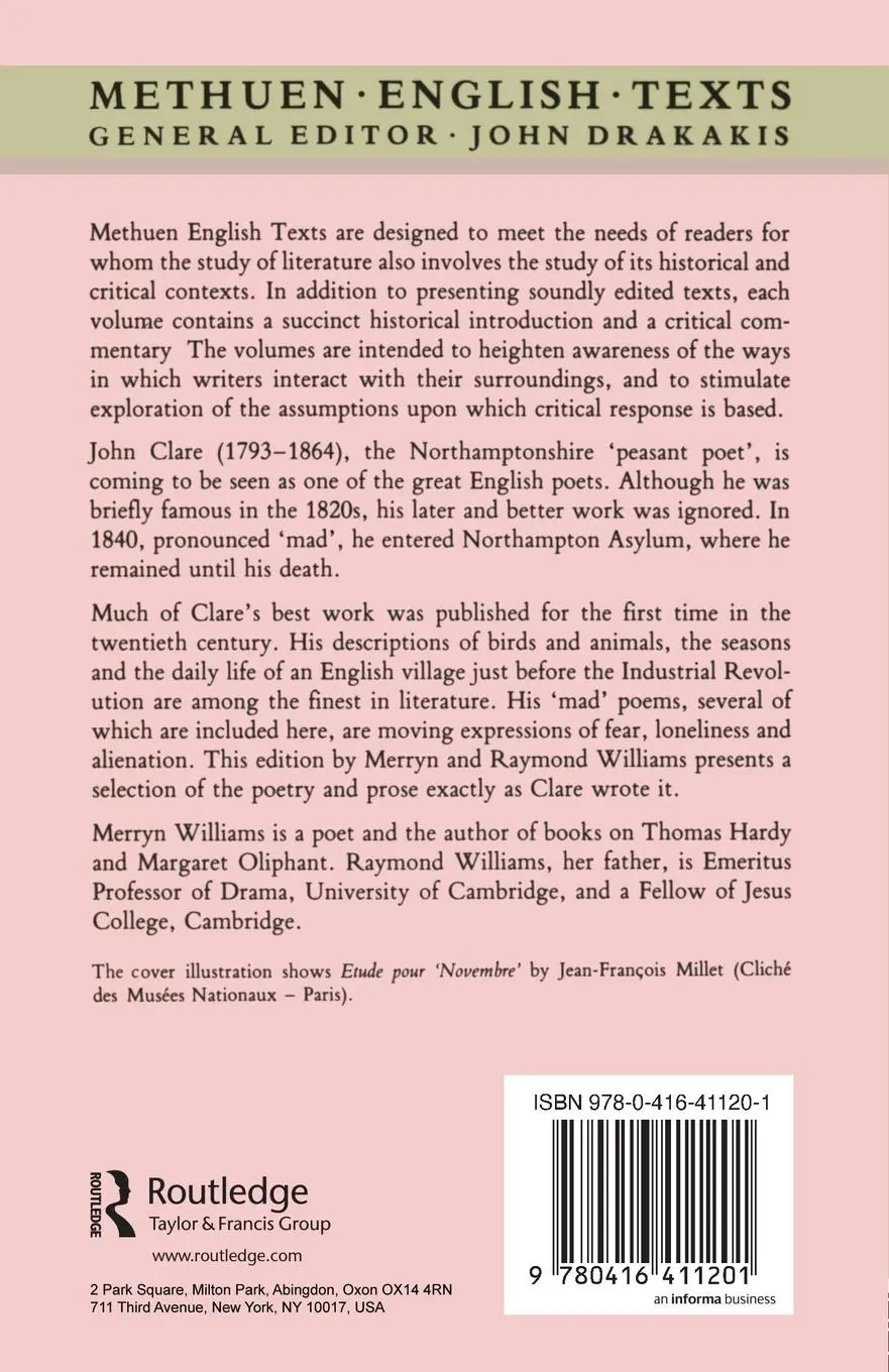 Rückseite: 9780416411201 | John Clare | Selected Poetry and Prose | John Clare | Taschenbuch