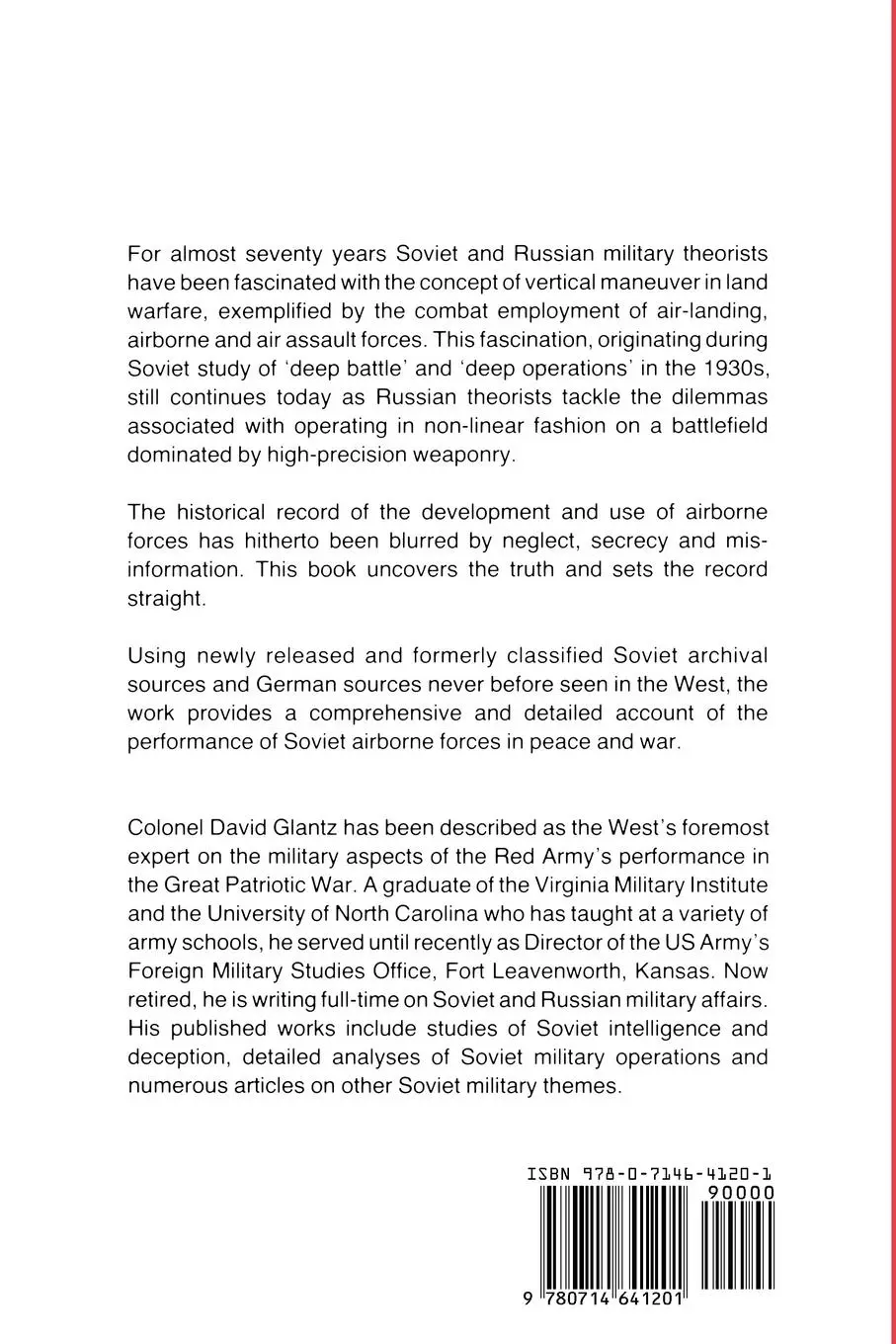 Rückseite: 9780714641201 | A History of Soviet Airborne Forces | David M. Glantz | Taschenbuch