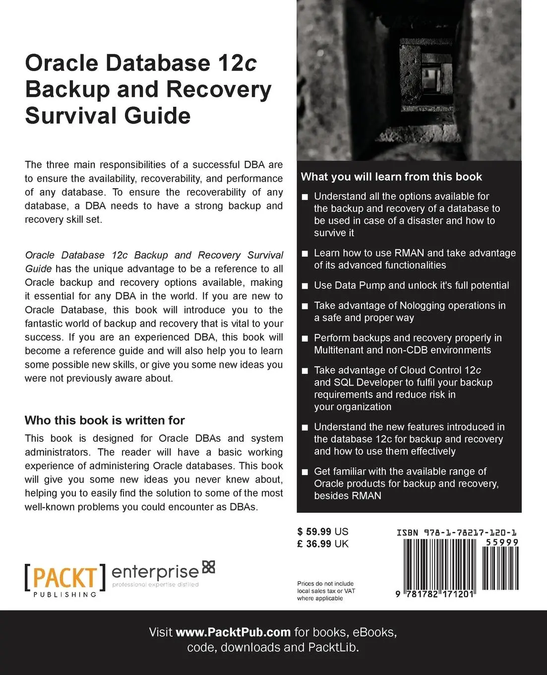 Rückseite: 9781782171201 | Oracle Database 12c Backup and Recovery Survival Guide | Aman Sharma
