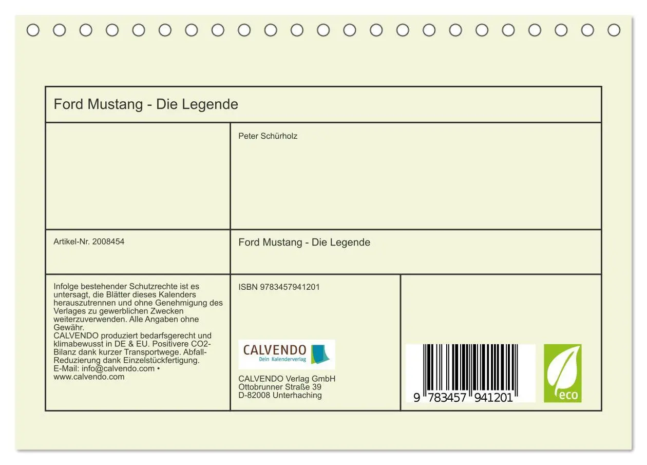 Bild: 9783457941201 | Ford Mustang - Die Legende (Tischkalender 2026 DIN A5 quer),...