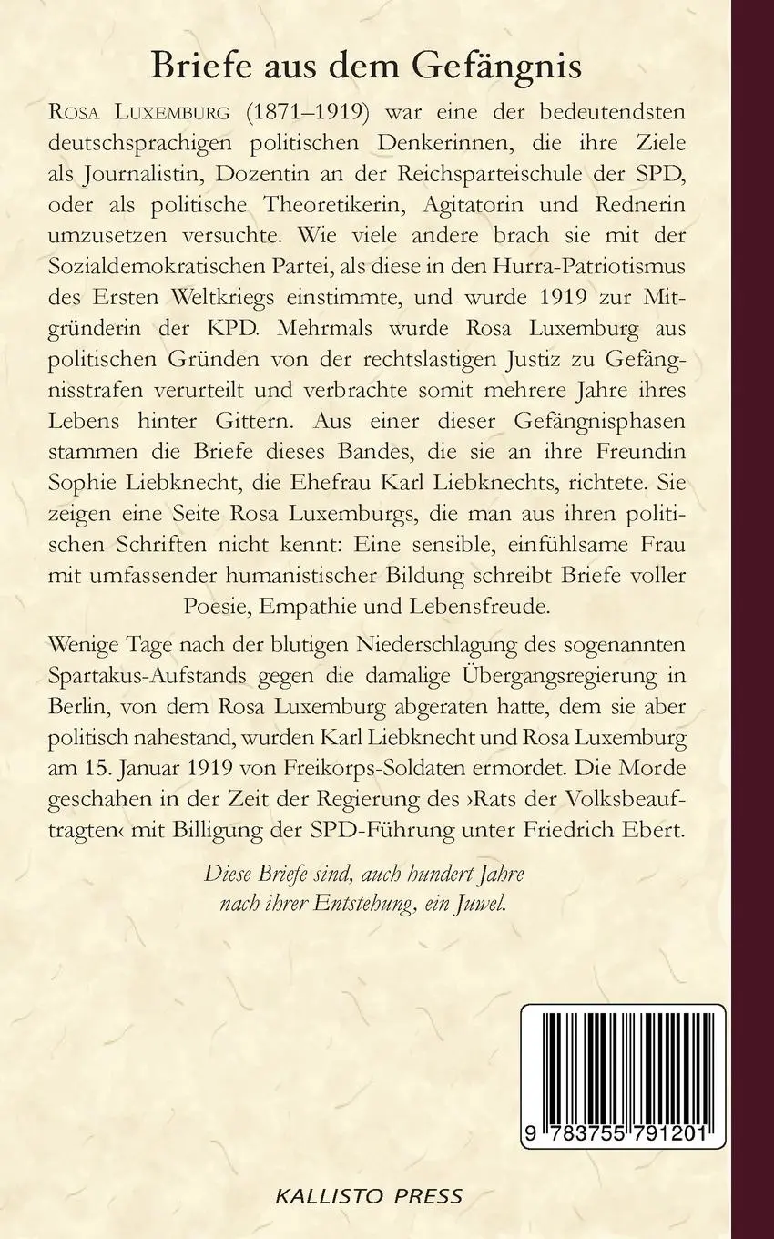 Rückseite: 9783755791201 | Rosa Luxemburg: Briefe aus dem Gefängnis | Rosa Luxemburg | Buch