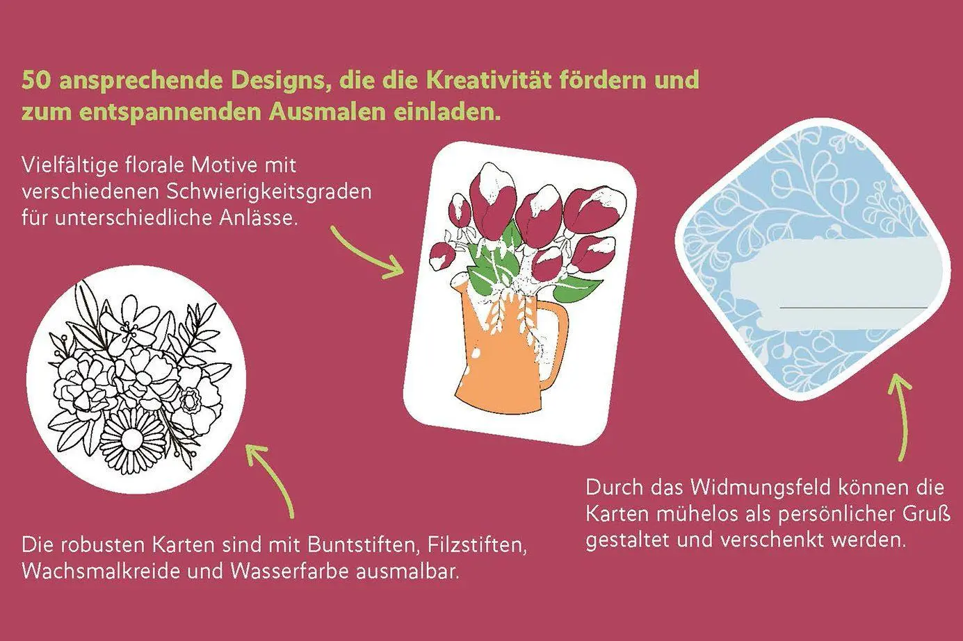 Bild: 9783790101201 | 50 cozy Karten zum Ausmalen - Blumentraum | Box | 50 S. | Deutsch