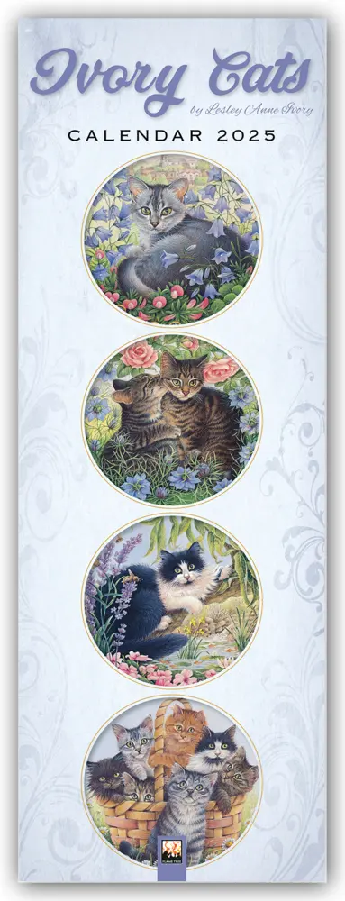 Cover: 9781835621301 | Ivory Cats - Gemalte Katzen - Slimline-Kalender 2025 | Lesley A. Ivory