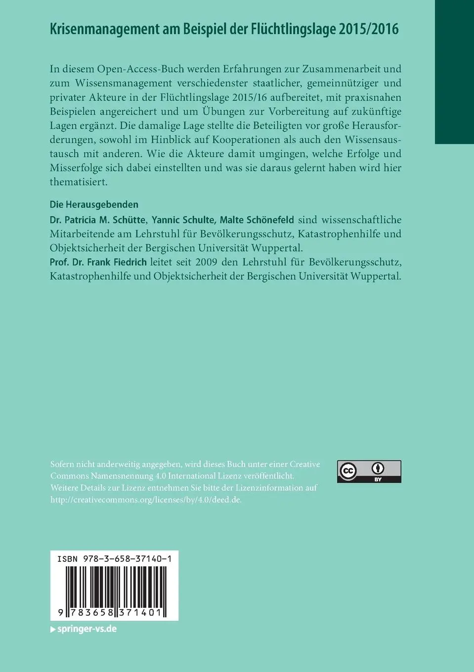 Rückseite: 9783658371401 | Krisenmanagement am Beispiel der Flüchtlingslage 2015/2016 | Buch