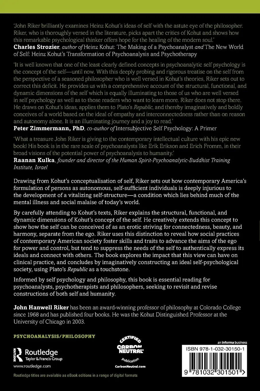Rückseite: 9781032301501 | Kohut's Self Psychology for a Fractured World | John Hanwell Riker