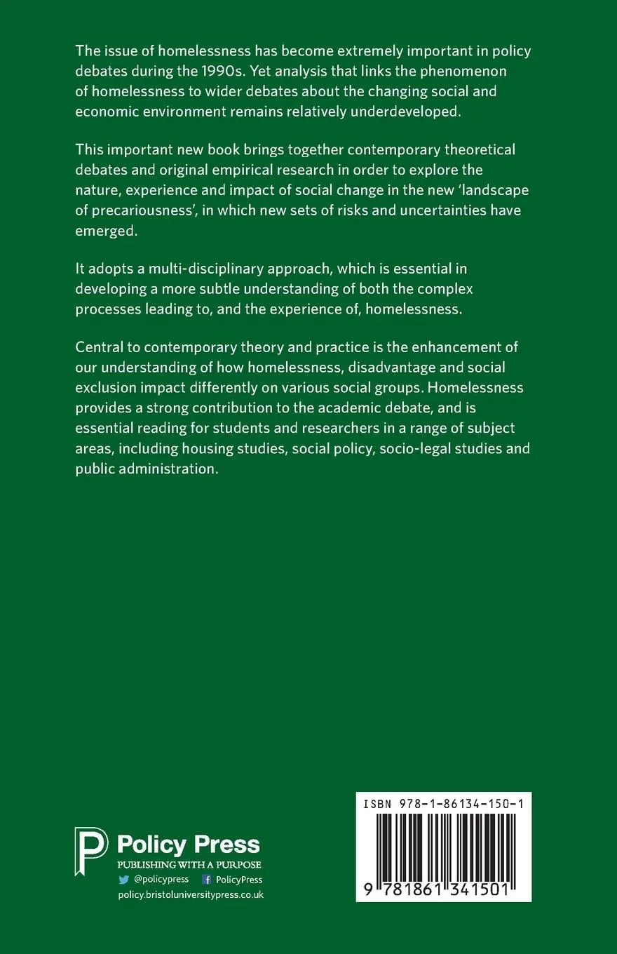 Rückseite: 9781861341501 | Homelessness | Exploring the new terrain | Patricia Kennett (u. a.)