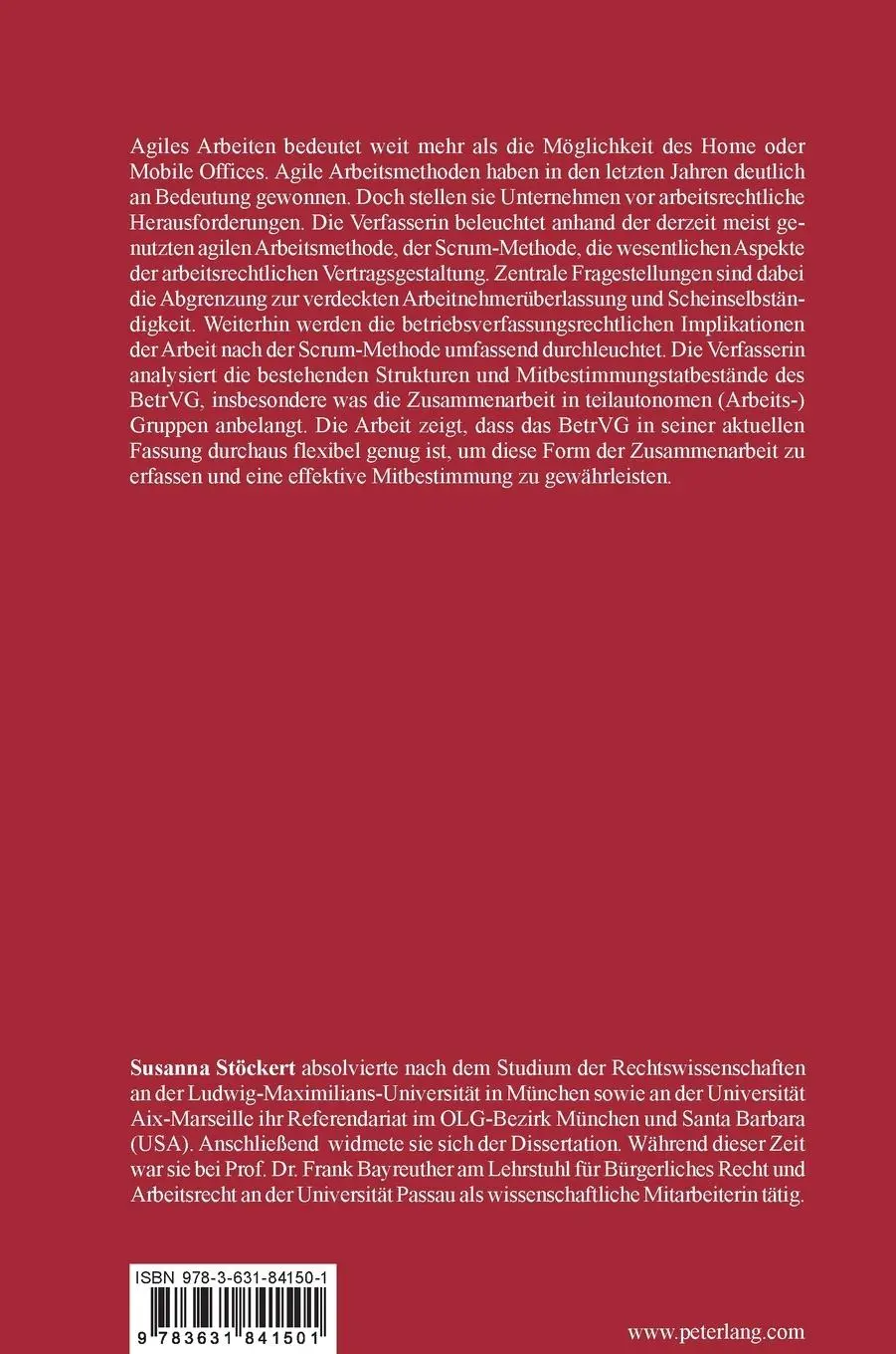 Rückseite: 9783631841501 | Arbeitsrechtliche Fragestellungen bei der Ein- und Durchführung der...