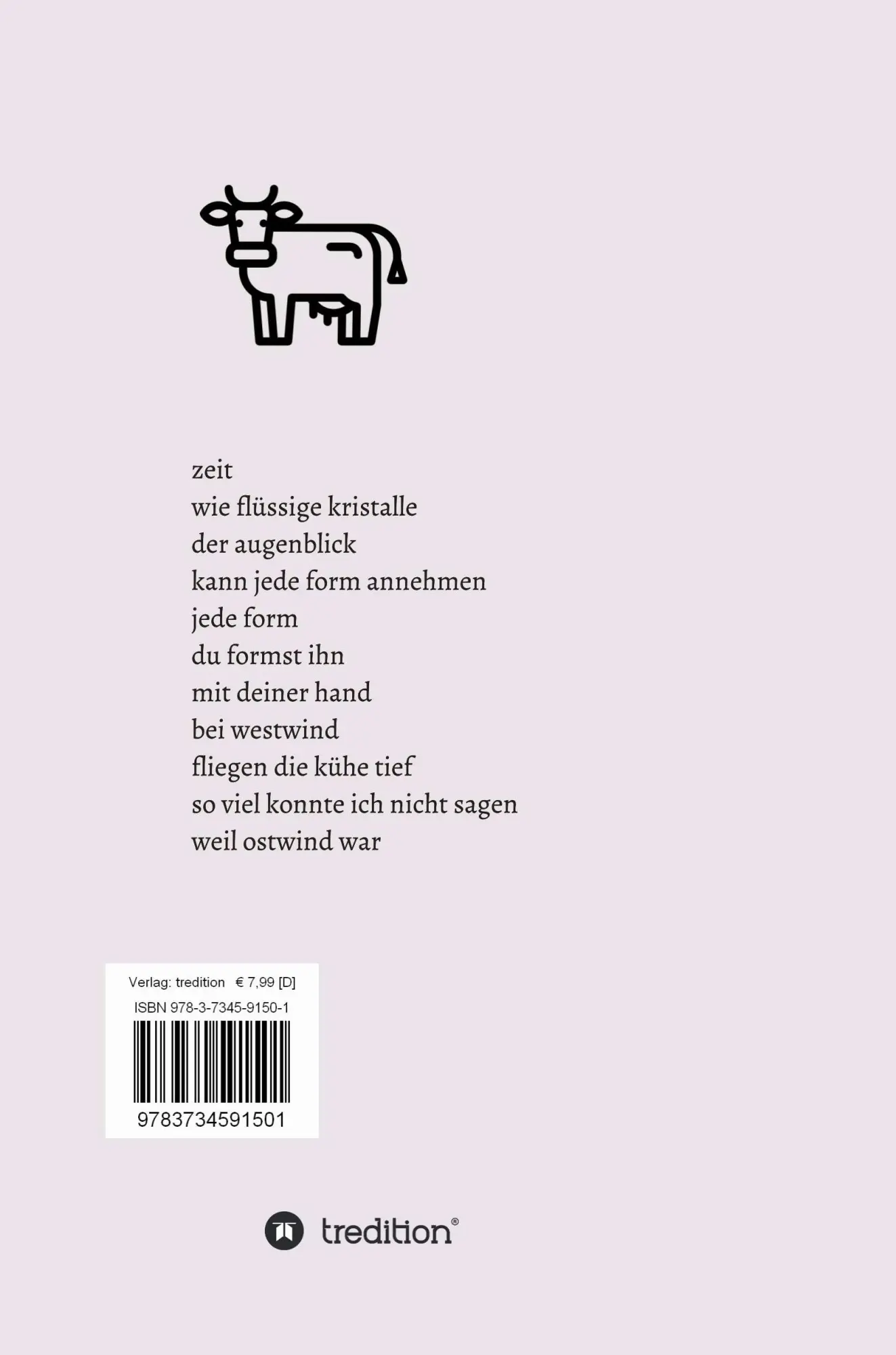 Rückseite: 9783734591501 | zeit wie flüssige kristalle | Gedichte | Werner Krotz | Taschenbuch