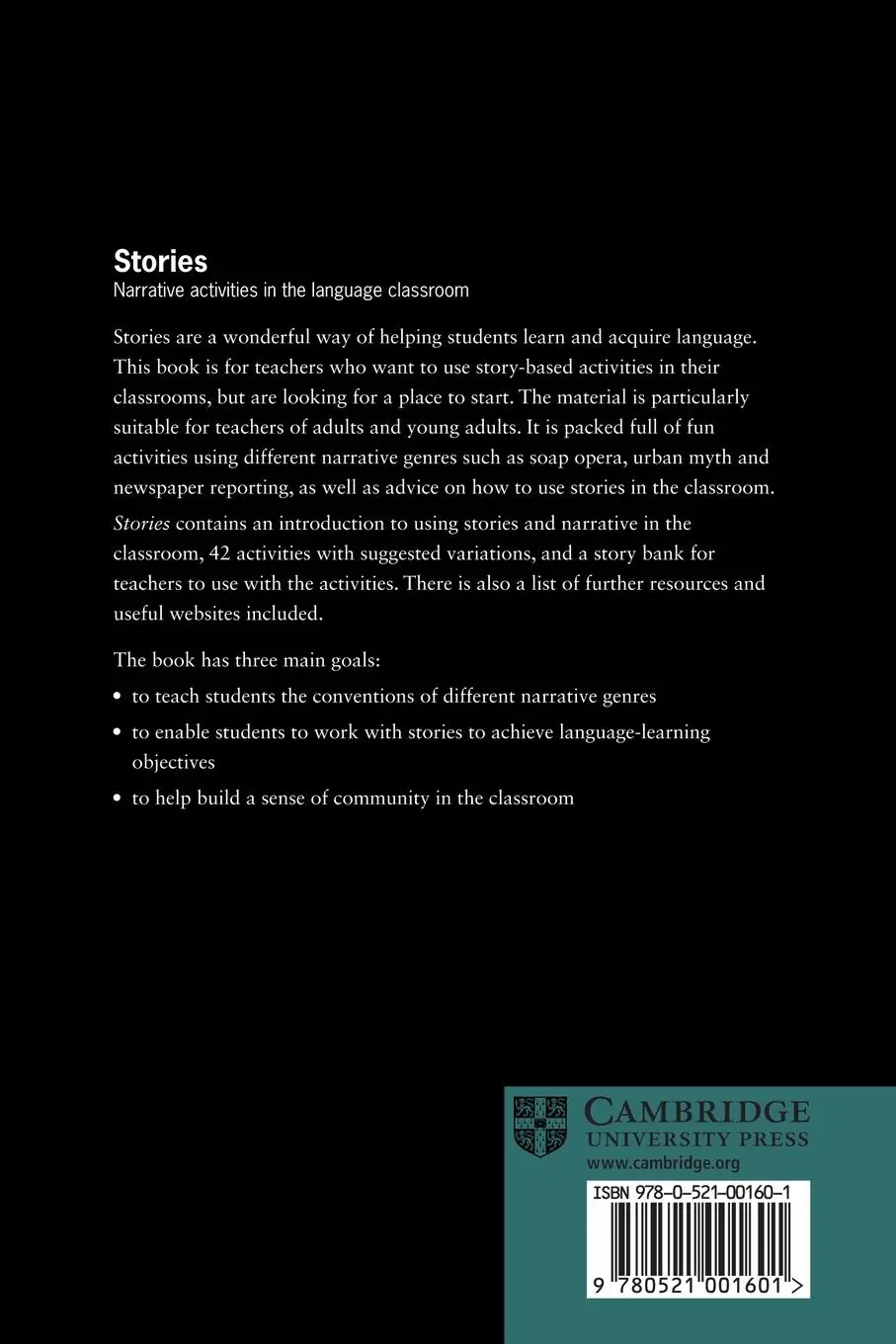Rückseite: 9780521001601 | Stories | Narrative Activities for the Language Classroom | Wajnryb