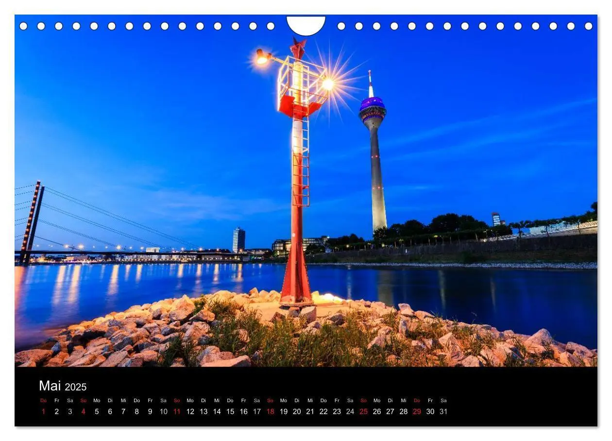 Bild: 9783435671601 | Düsseldorf bei Nacht (Wandkalender 2025 DIN A4 quer), CALVENDO...