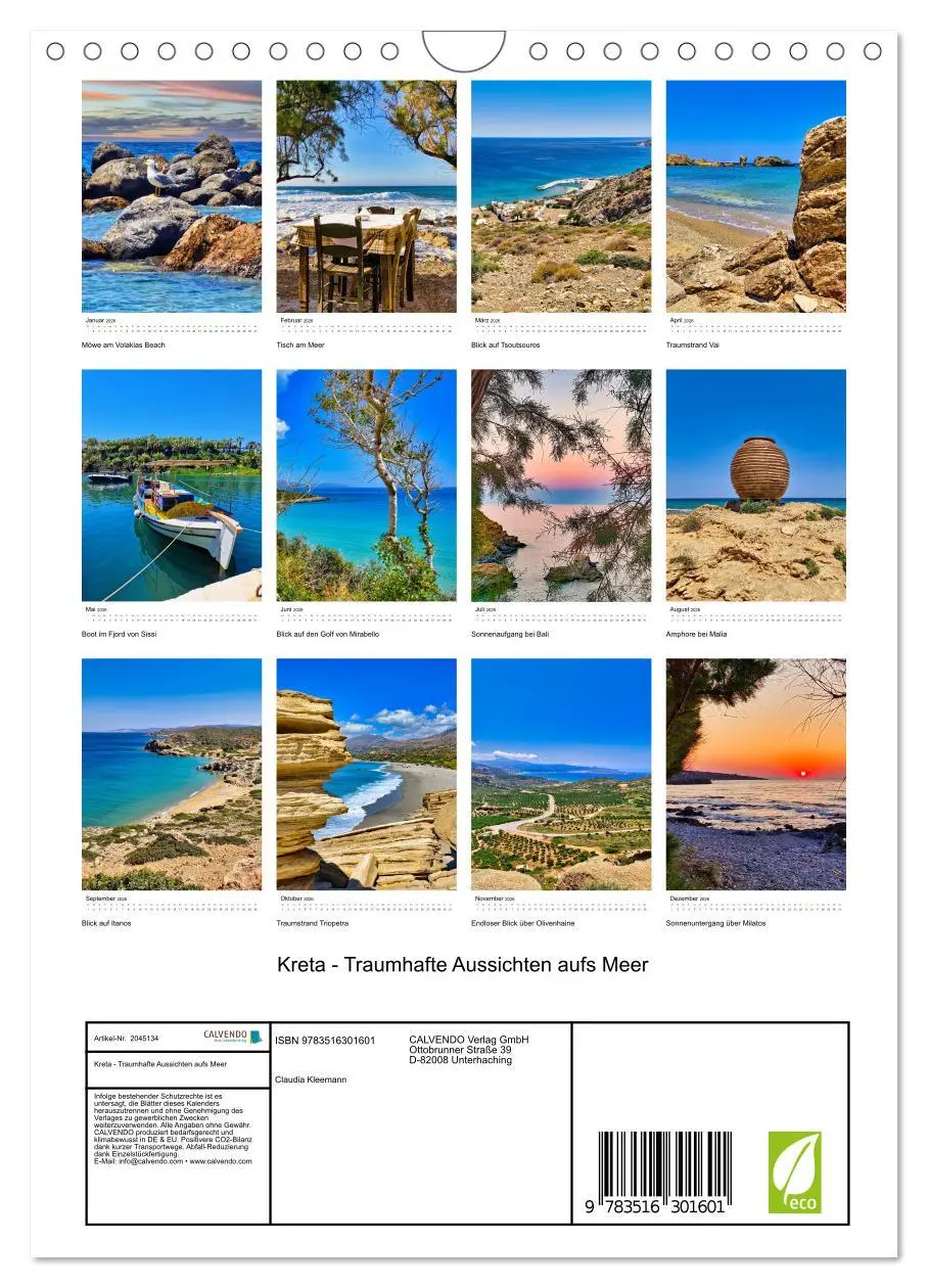 Bild: 9783516301601 | Kreta - Traumhafte Aussichten aufs Meer (Wandkalender 2026 DIN A4...