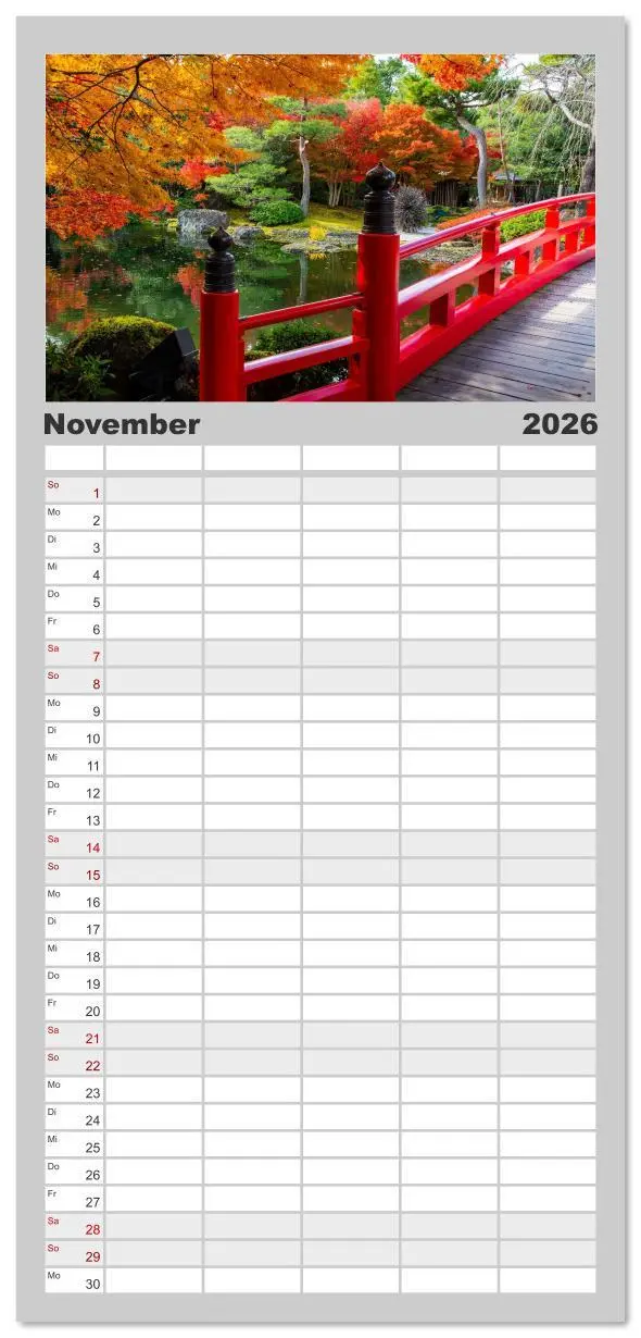 Bild: 9783516611601 | Familienplaner 2026 - Herbst in Japan mit 5 Spalten (Wandkalender,...
