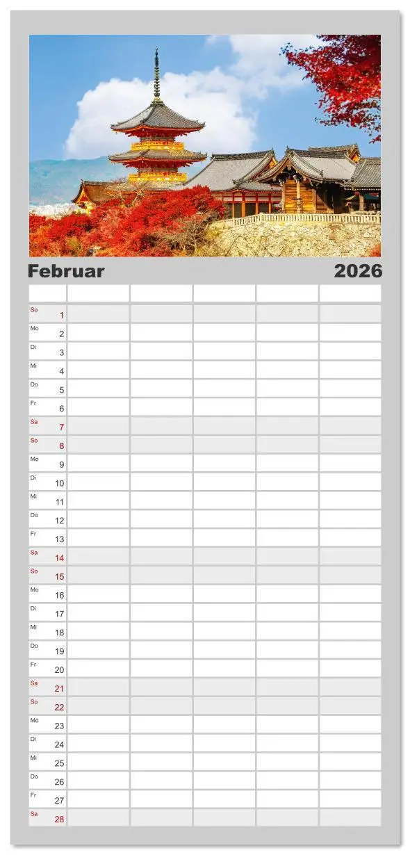 Bild: 9783516611601 | Familienplaner 2026 - Herbst in Japan mit 5 Spalten (Wandkalender,...