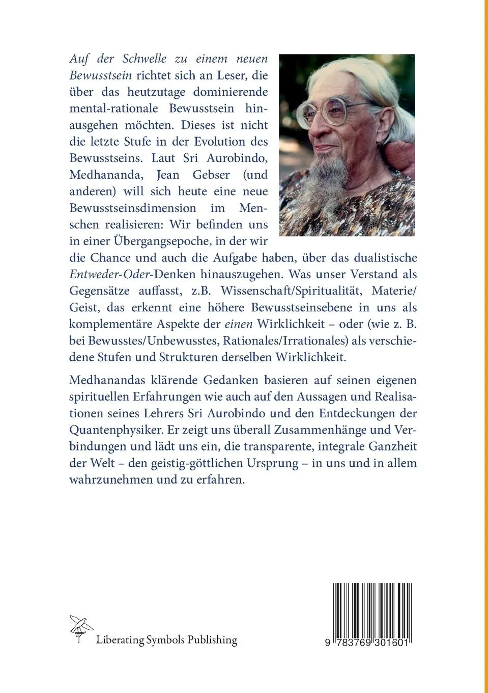 Rückseite: 9783769301601 | Auf der Schwelle zu einem neuen Bewusstsein | Sri Medhananda | Buch