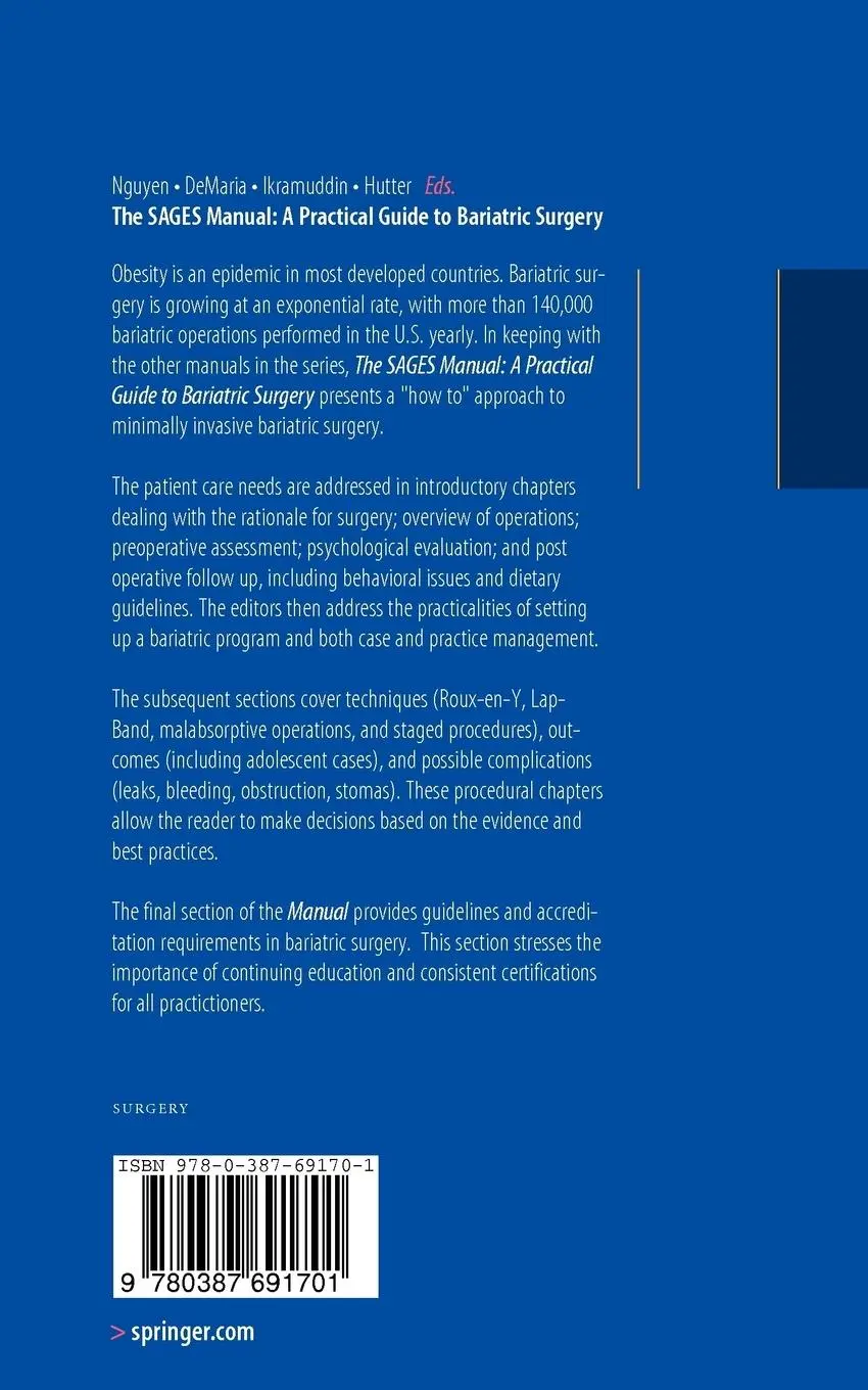 Rückseite: 9780387691701 | The SAGES Manual | A Practical Guide to Bariatric Surgery | Buch | xvi