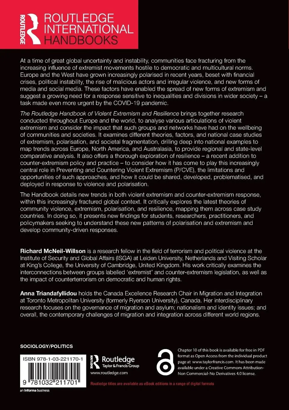 Rückseite: 9781032211701 | Routledge Handbook of Violent Extremism and Resilience | Taschenbuch