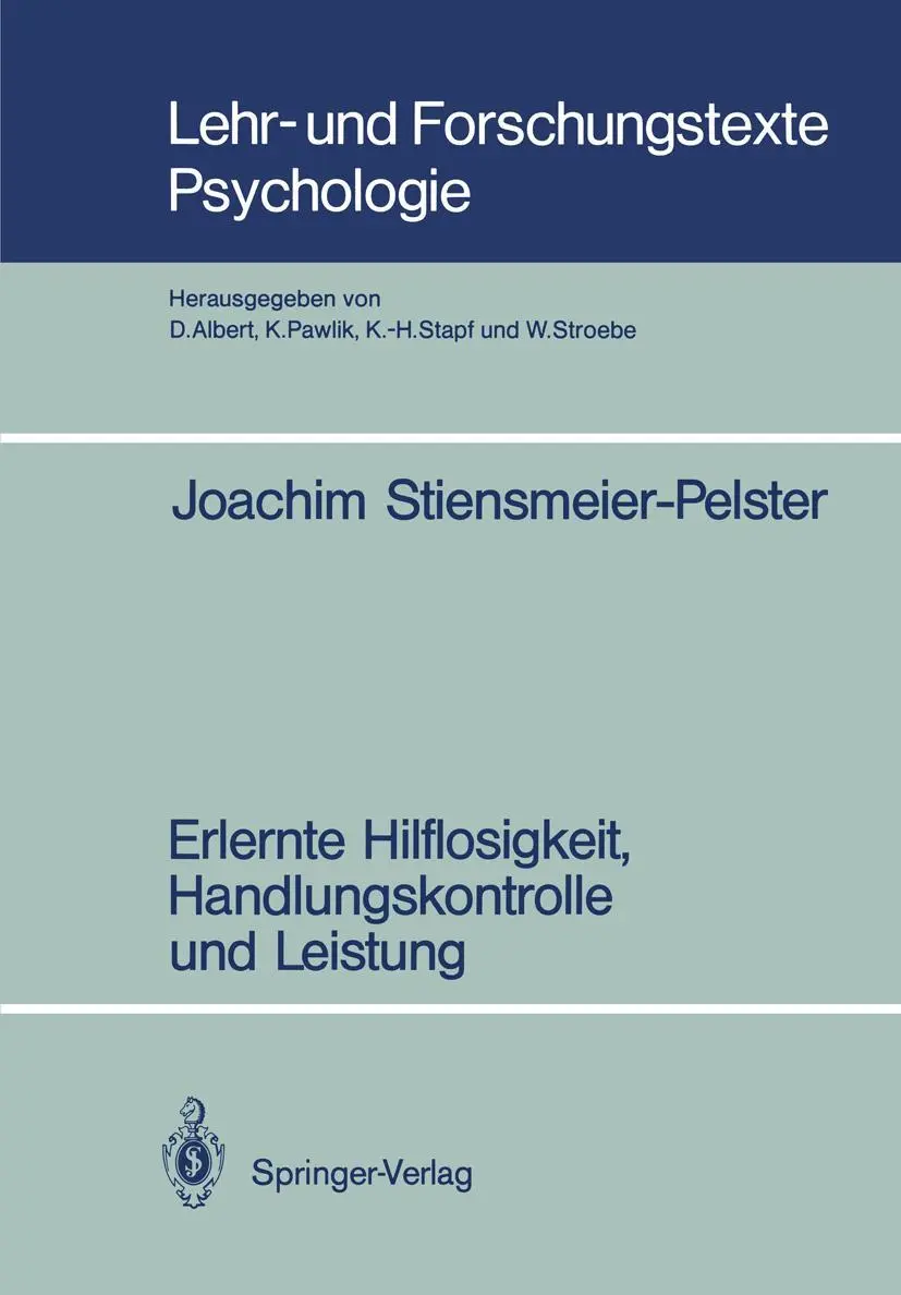 Cover: 9783540501701 | Erlernte Hilflosigkeit, Handlungskontrolle und Leistung | Taschenbuch