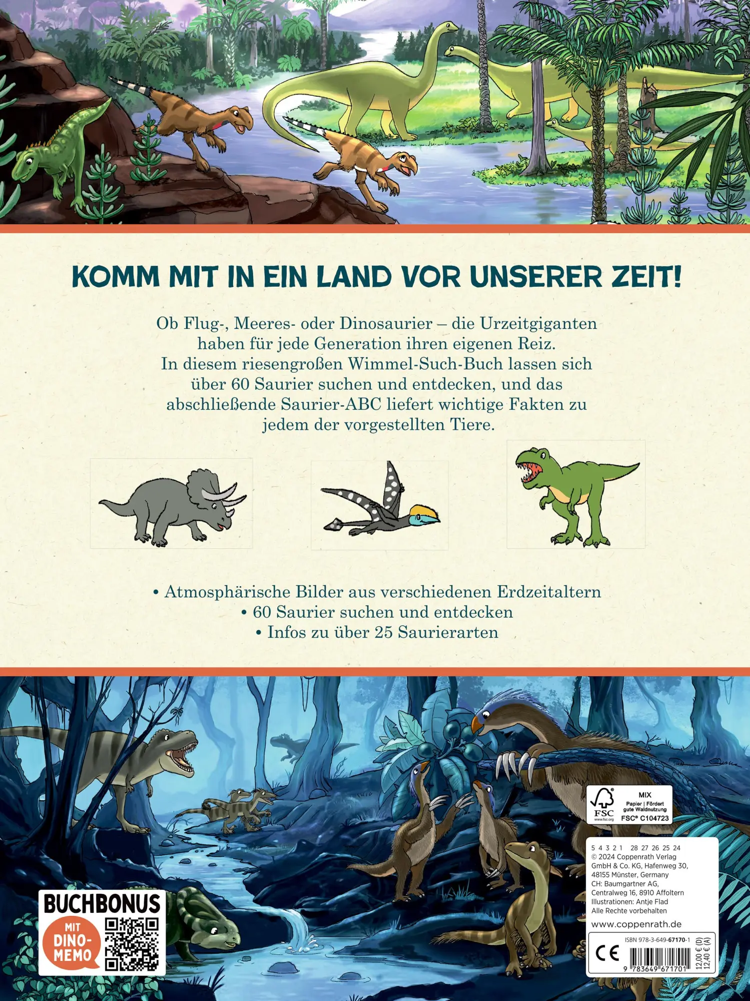 Rückseite: 9783649671701 | Mein riesengroßes WimmelSuchBuch: Dinosaurier &amp; Co. | Antje Flad