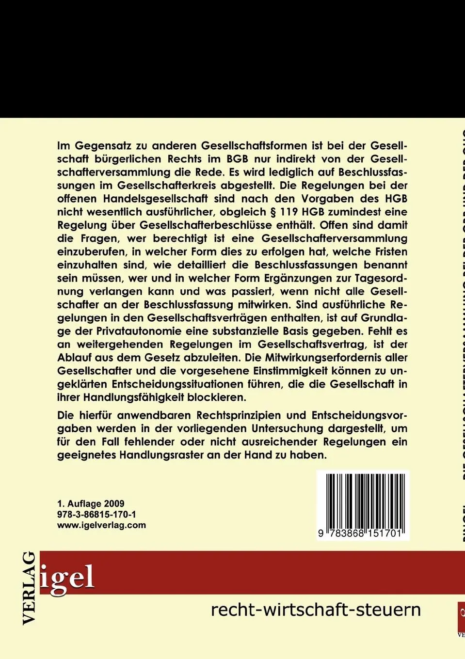 Rückseite: 9783868151701 | Die Gesellschafterversammlung bei der Gesellschaft bürgerlichen...
