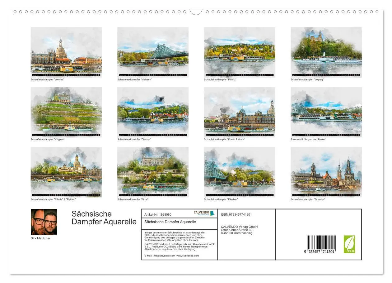 Bild: 9783457741801 | Sächsische Dampfer Aquarelle (hochwertiger Premium Wandkalender...