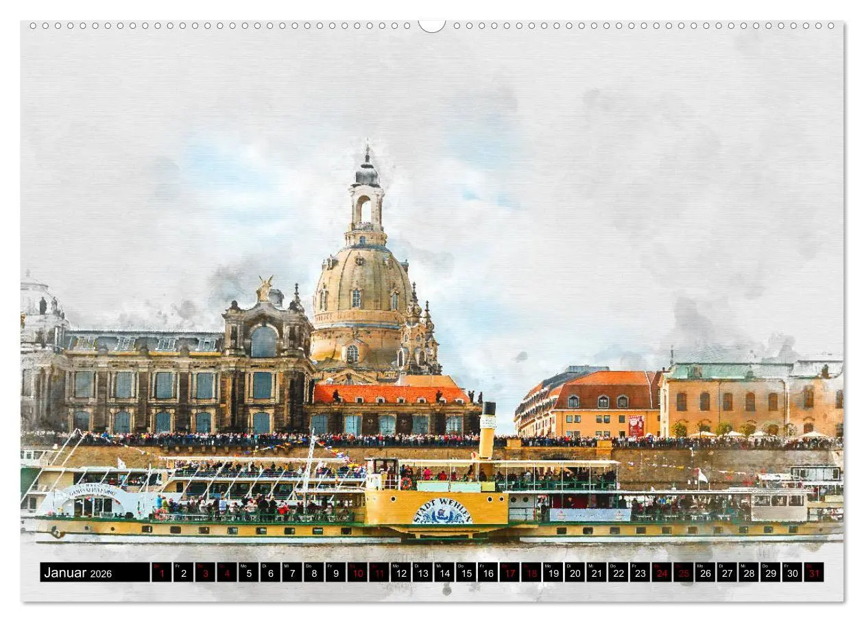 Bild: 9783457741801 | Sächsische Dampfer Aquarelle (hochwertiger Premium Wandkalender...