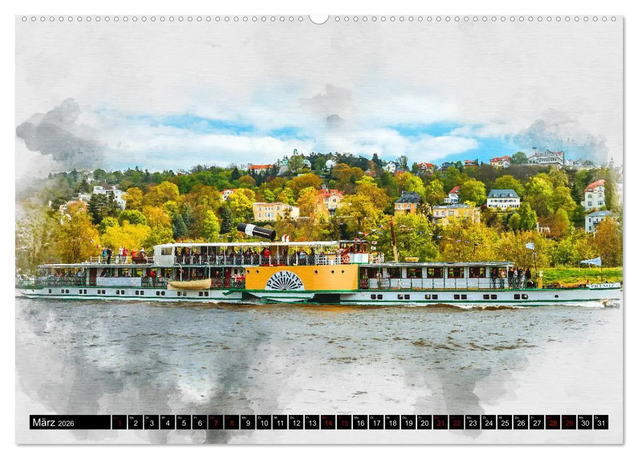 Bild: 9783457741801 | Sächsische Dampfer Aquarelle (hochwertiger Premium Wandkalender...