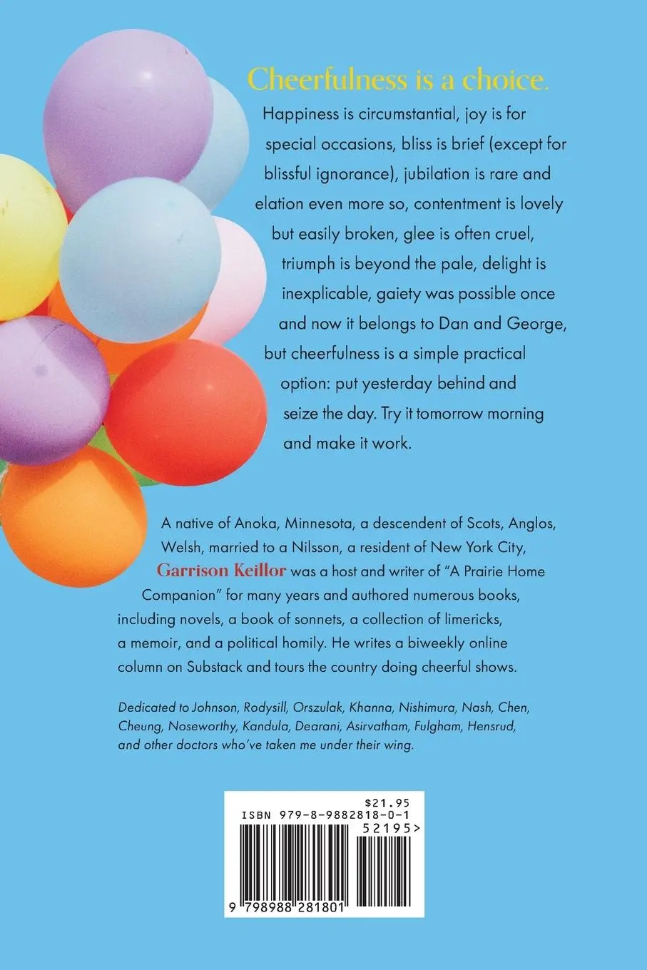 Rückseite: 9798988281801 | Cheerfulness | Garrison Keillor | Taschenbuch | Englisch | 2023