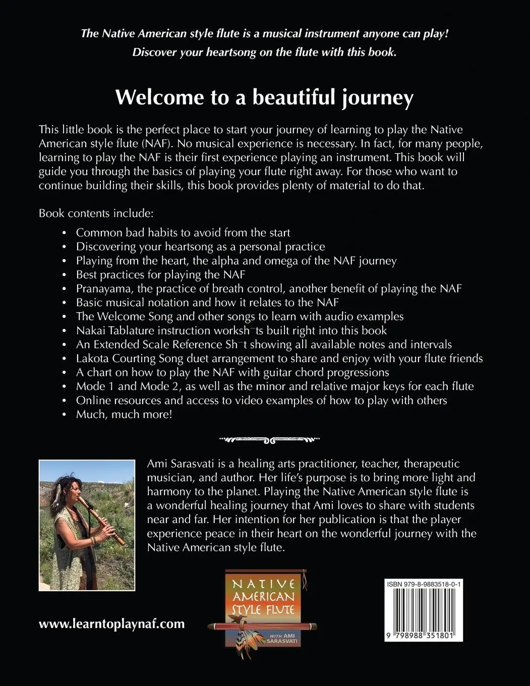 Rückseite: 9798988351801 | Learn to Play the Native American Style Flute | Ami Sarasvati | Buch