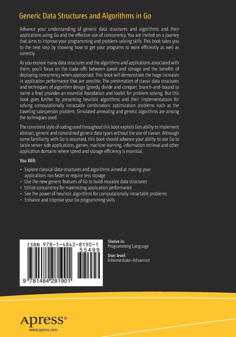Rückseite: 9781484281901 | Generic Data Structures and Algorithms in Go | Richard Wiener | Buch