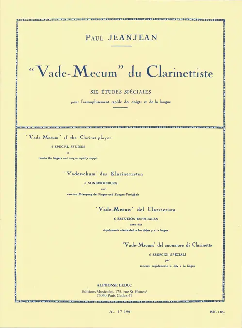 Cover: 9790046171901 | Vademecum Du Clarinettiste | Jean-Jean | Buch | Alphonse Leduc