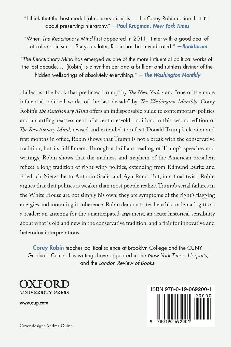 Rückseite: 9780190692001 | Reactionary Mind | Conservatism from Edmund Burke to Donald Trump
