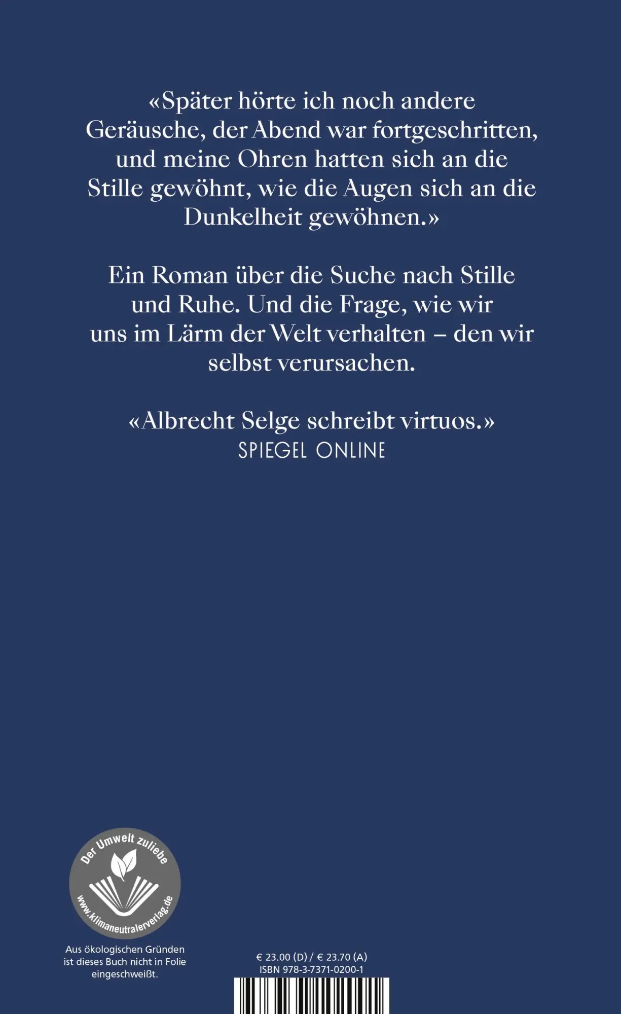 Rückseite: 9783737102001 | Silence | Albrecht Selge | Buch | 176 S. | Deutsch | 2024