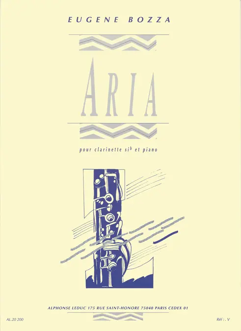 Cover: 9790046202001 | Aria | pour clarinette en Sib et piano | Eugène Bozza | Buch