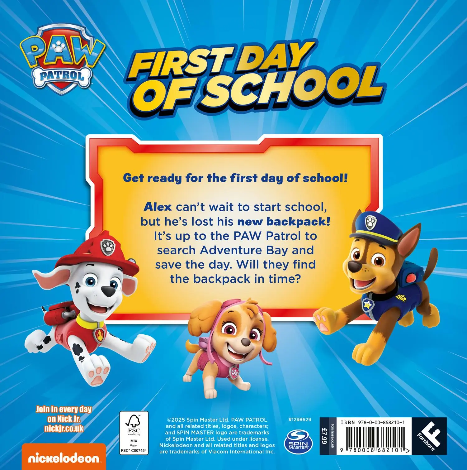 Rückseite: 9780008682101 | PAW Patrol First Day of School Picture Book | Paw Patrol | Taschenbuch