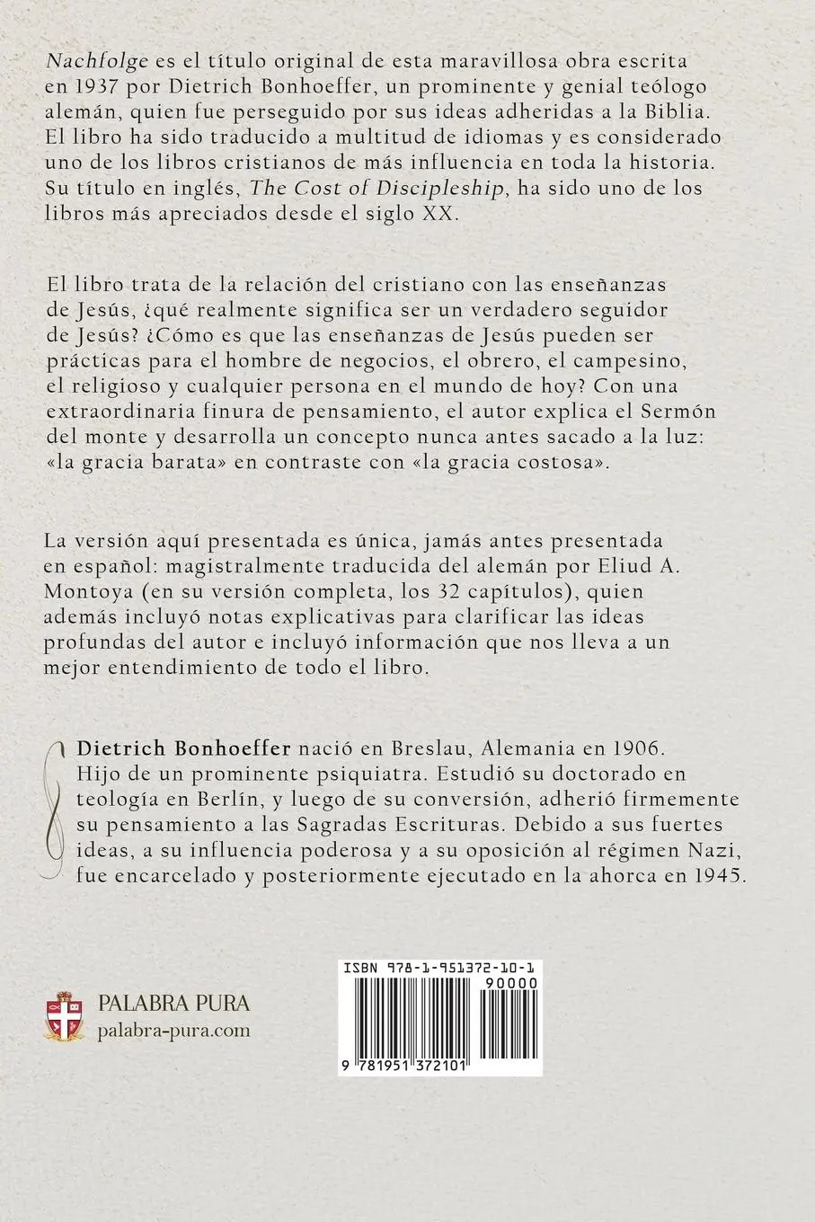 Rückseite: 9781951372101 | El curso de discipulado | Dietrich Bonhoeffer | Taschenbuch | Spanisch