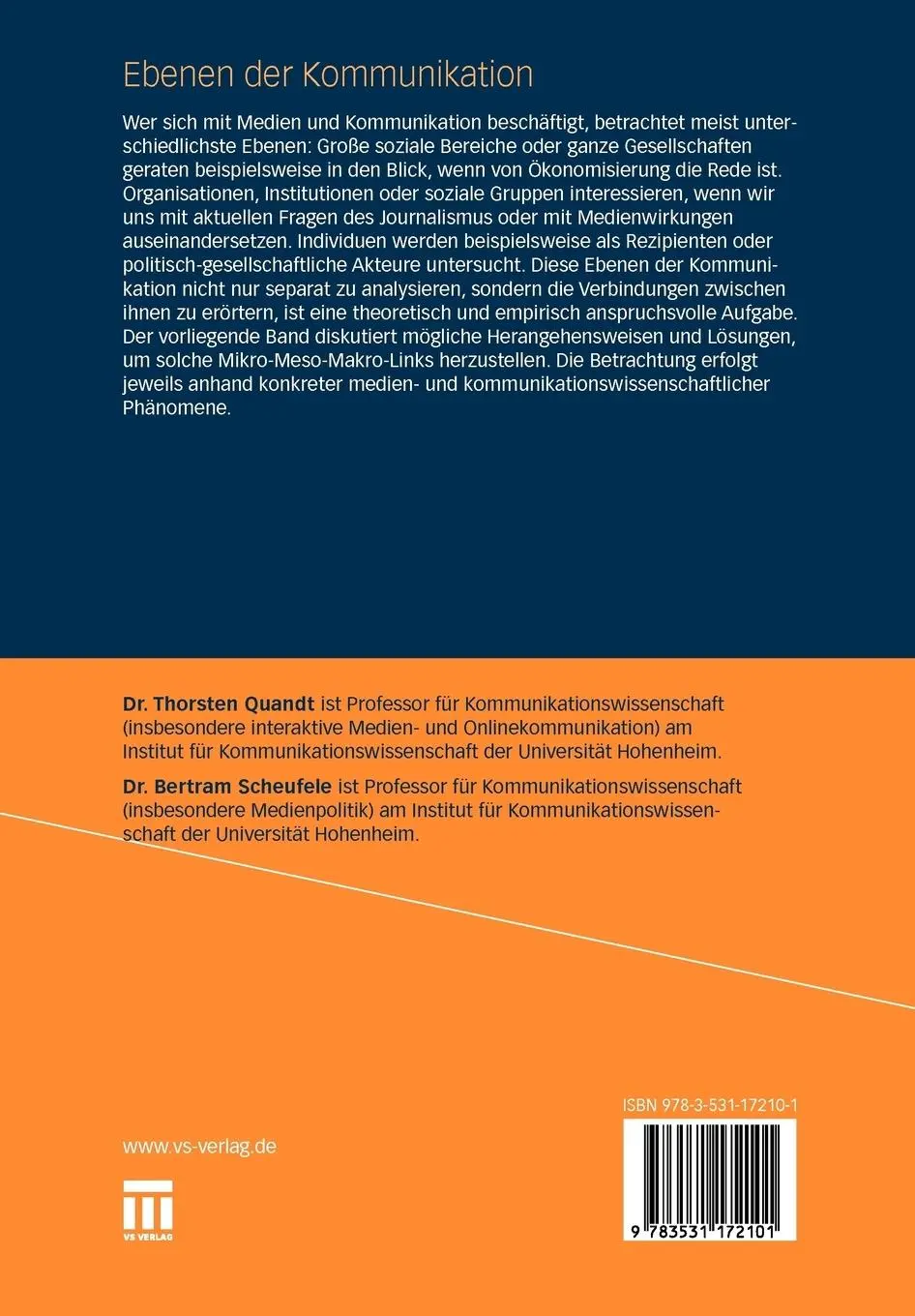 Rückseite: 9783531172101 | Ebenen der Kommunikation | Bertram Scheufele (u. a.) | Taschenbuch
