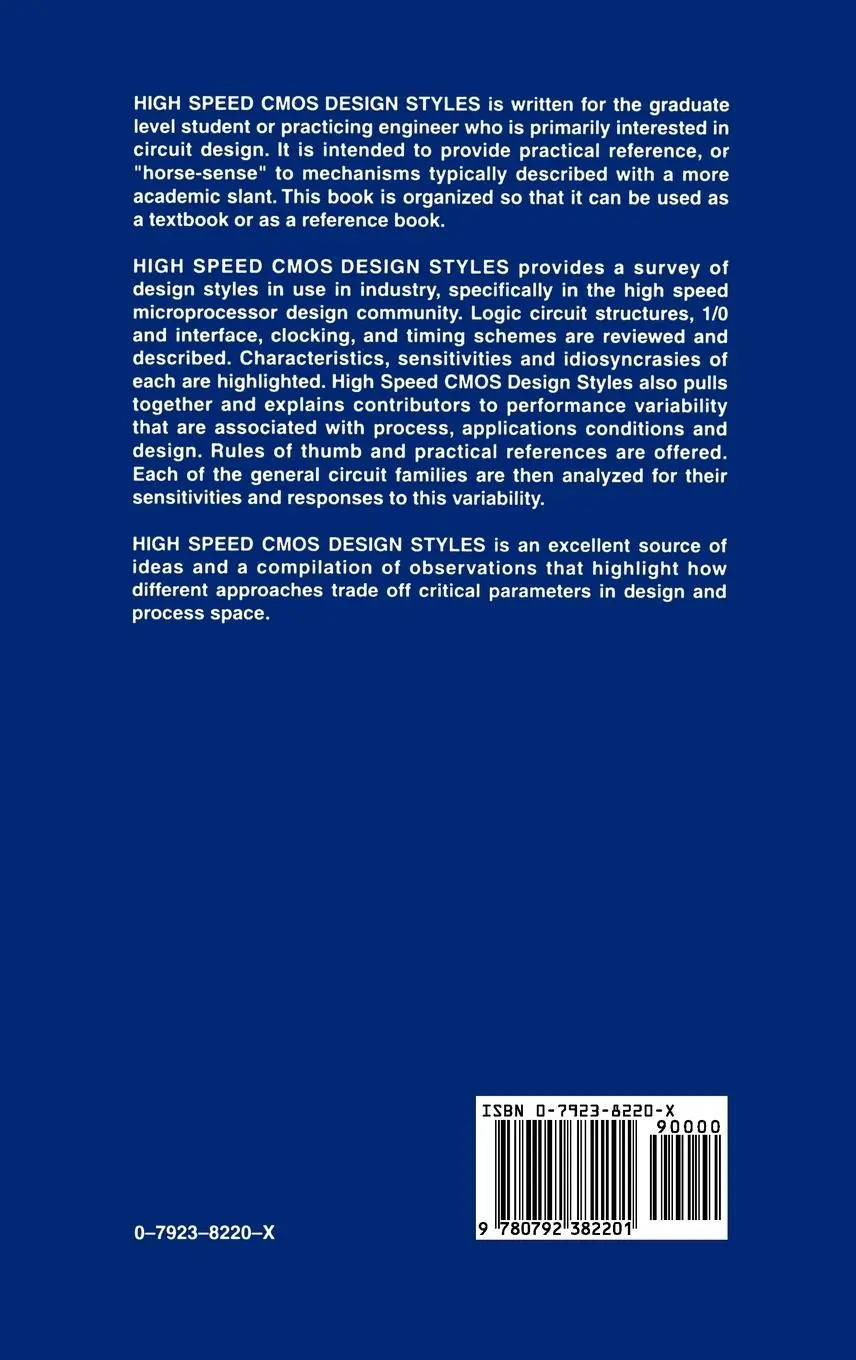 Rückseite: 9780792382201 | High Speed CMOS Design Styles | Kerry Bernstein (u. a.) | Buch | xix