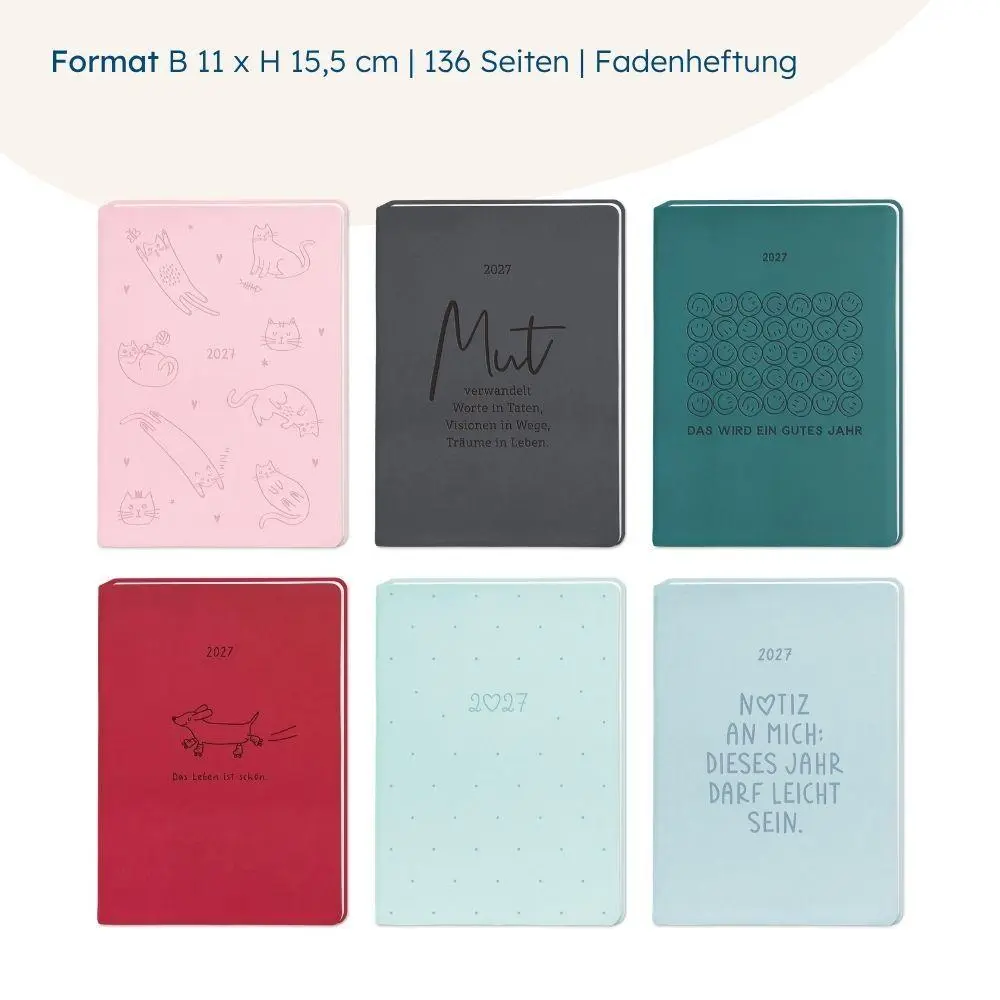 Bild: 9783986362201 | Terminplaner Lederlook 2027 Taupe | Terminplaner Lederlook A6 | Buch