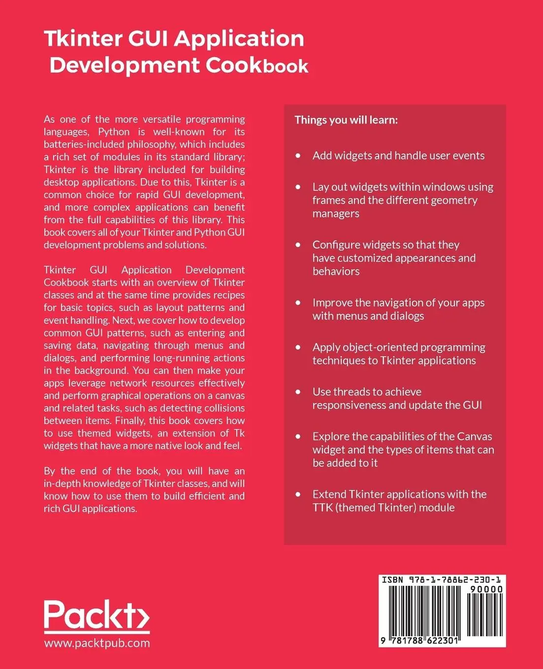 Rückseite: 9781788622301 | Tkinter GUI Application Development Cookbook | Alejandro Rodas | Buch