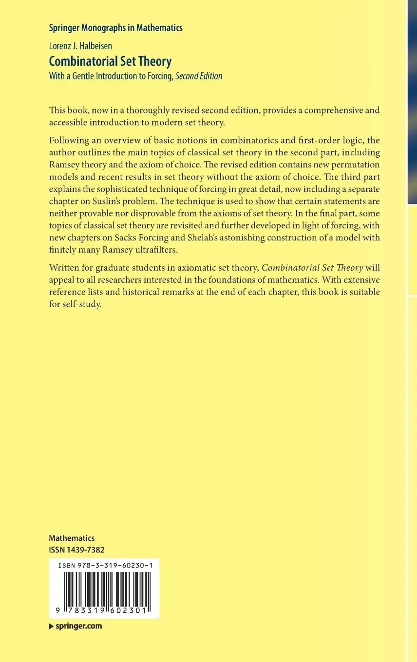 Rückseite: 9783319602301 | Combinatorial Set Theory | With a Gentle Introduction to Forcing | xvi