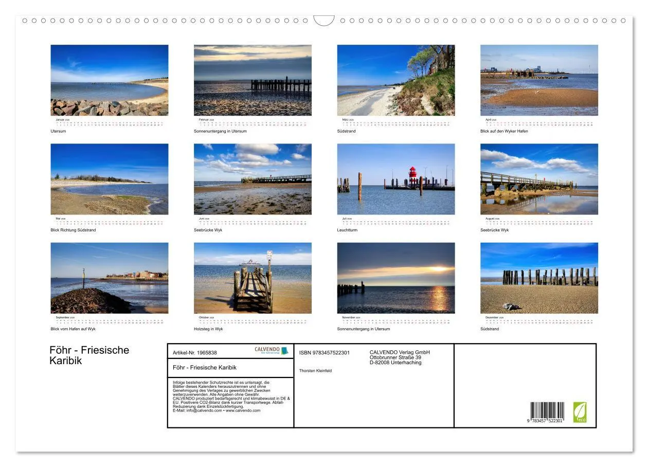 Bild: 9783457522301 | Föhr - Friesische Karibik (Wandkalender 2026 DIN A2 quer), CALVENDO...