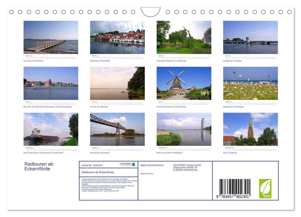 Bild: 9783457902301 | Radtouren ab Eckernförde (Wandkalender 2026 DIN A4 quer), CALVENDO...