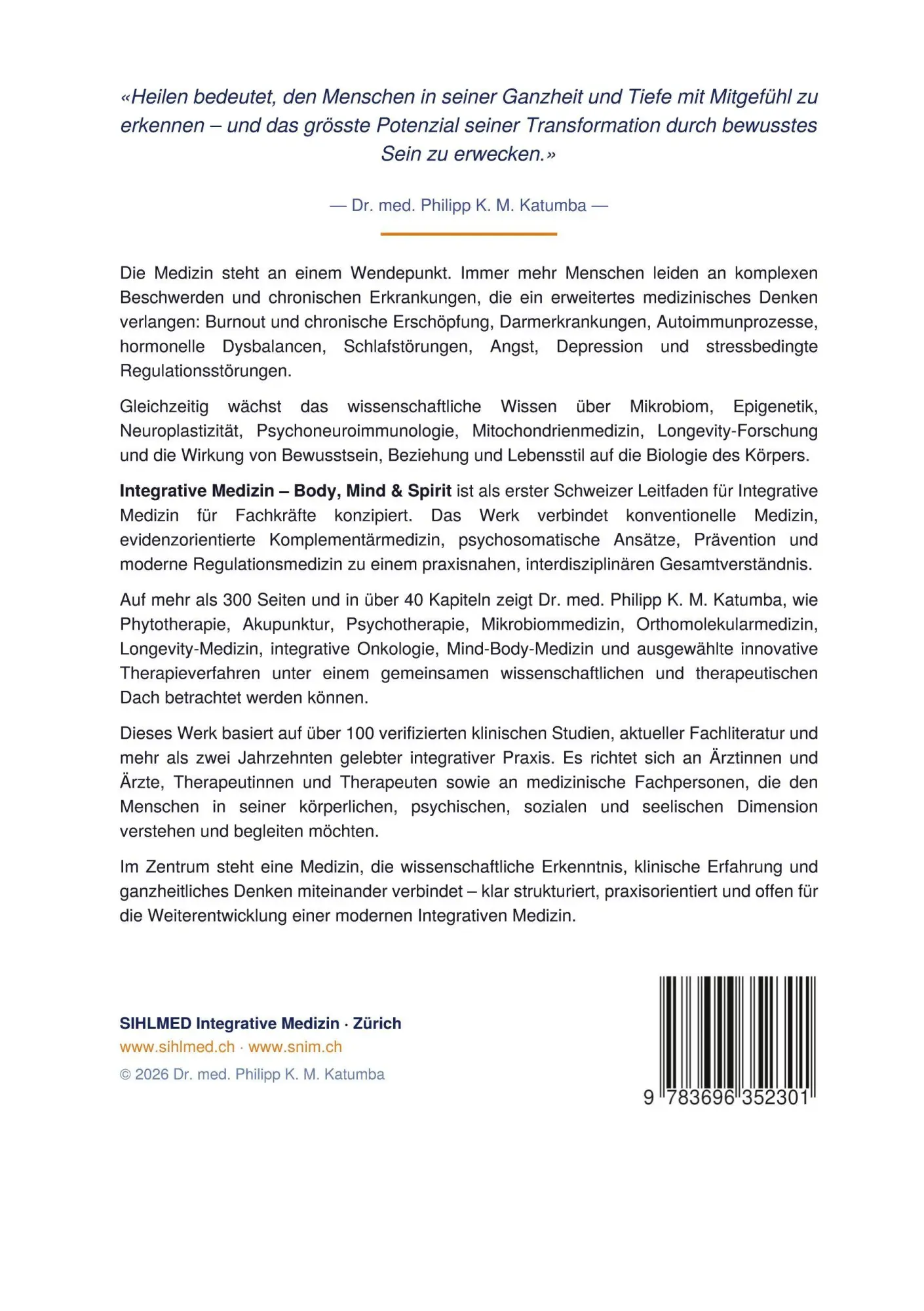 Rückseite: 9783696352301 | Integrative Medizin - Body, Mind &amp; Spirit | Philipp K. M. Katumba