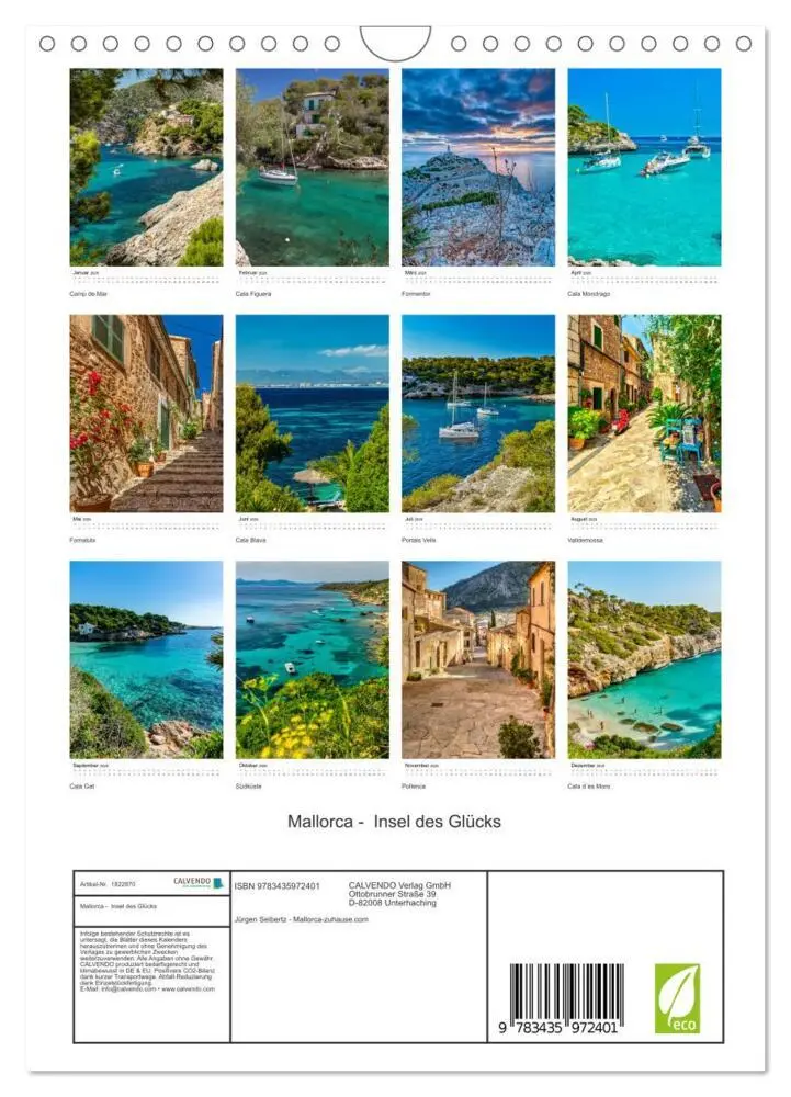 Bild: 9783435972401 | Mallorca - Insel des Glücks (Wandkalender 2025 DIN A4 hoch),...