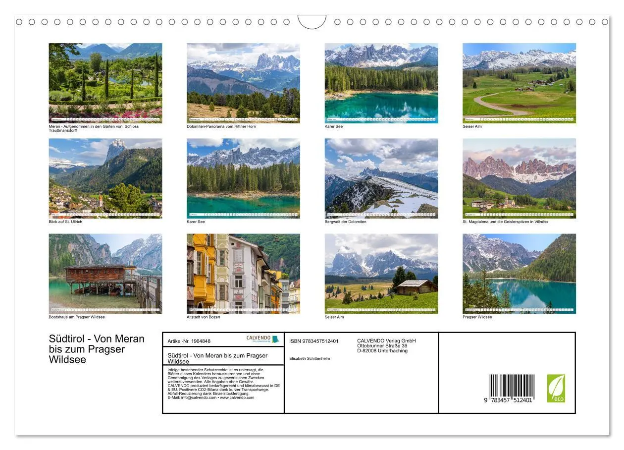 Bild: 9783457512401 | Südtirol - Von Meran bis zum Pragser Wildsee (Wandkalender 2026 DIN...