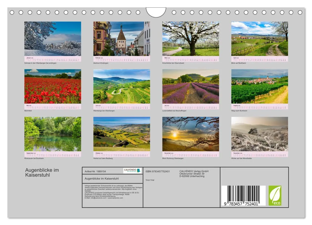 Bild: 9783457752401 | Augenblicke im Kaiserstuhl (Wandkalender 2026 DIN A4 quer),...