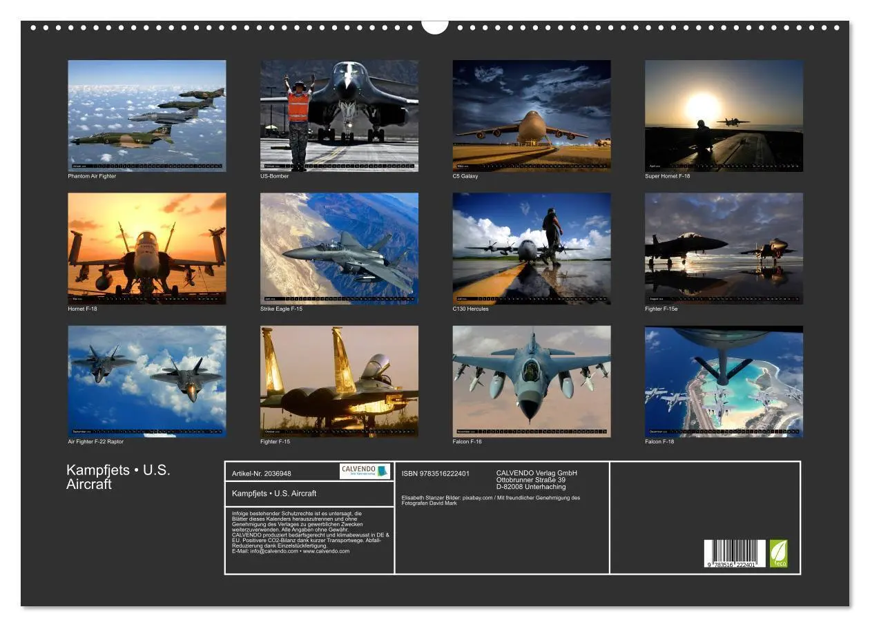 Bild: 9783516222401 | Kampfjets - U.S. Aircraft (Wandkalender 2026 DIN A2 quer), CALVENDO...
