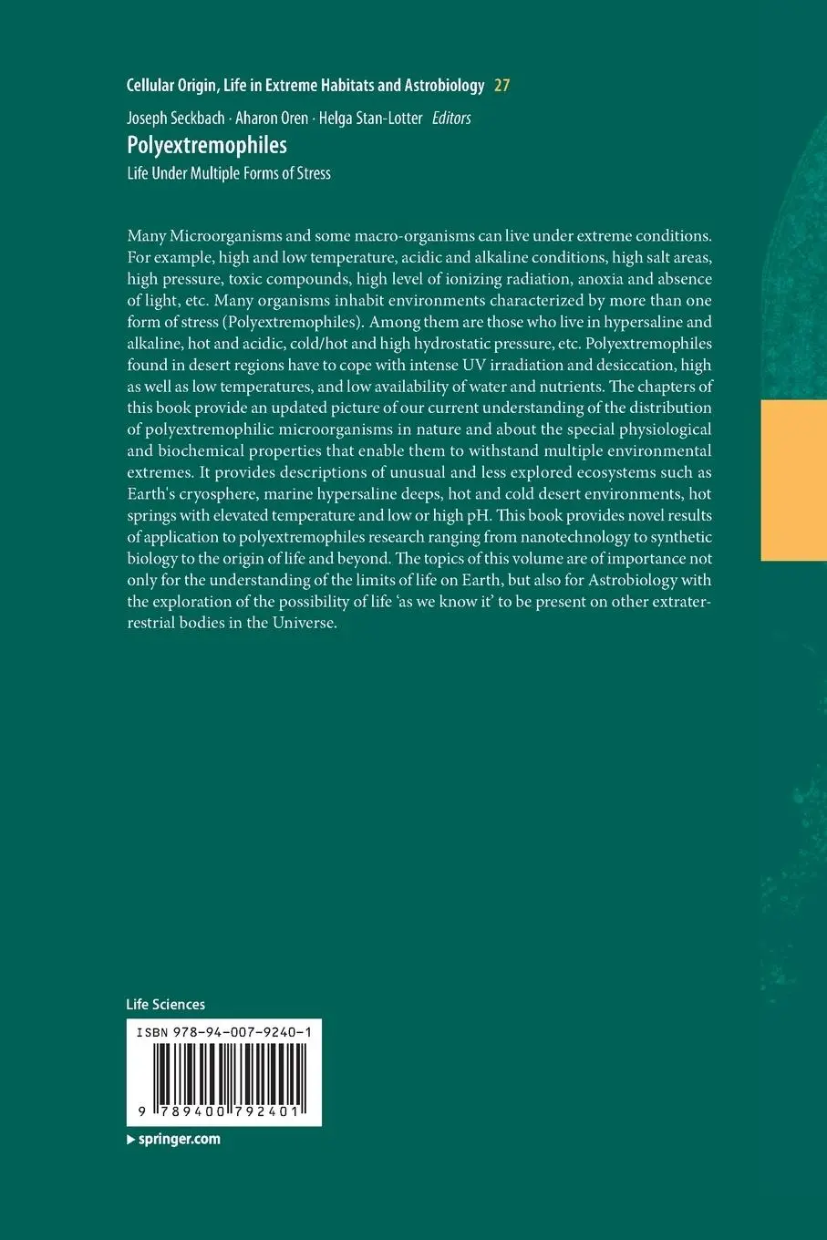 Rückseite: 9789400792401 | Polyextremophiles | Life Under Multiple Forms of Stress | Taschenbuch